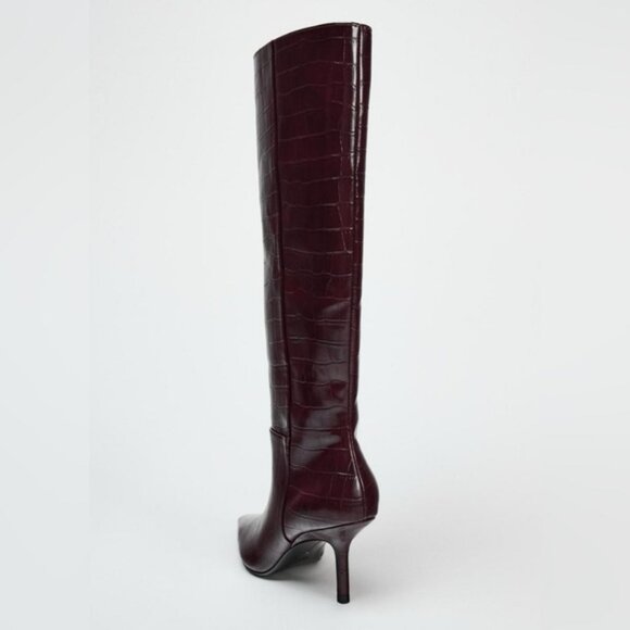 NWT ZARA THIN HEEL LEATHER BOOTS - Picture 5 of 8